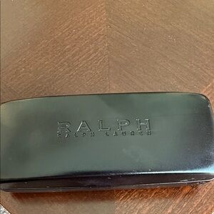 Ralph Lauren Black Leather Sunglasses Case with Embossed Logo